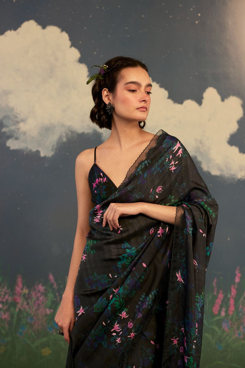Fuchsia Mulberry Silk Sari silk by Nadiya Paar for women Worldwide