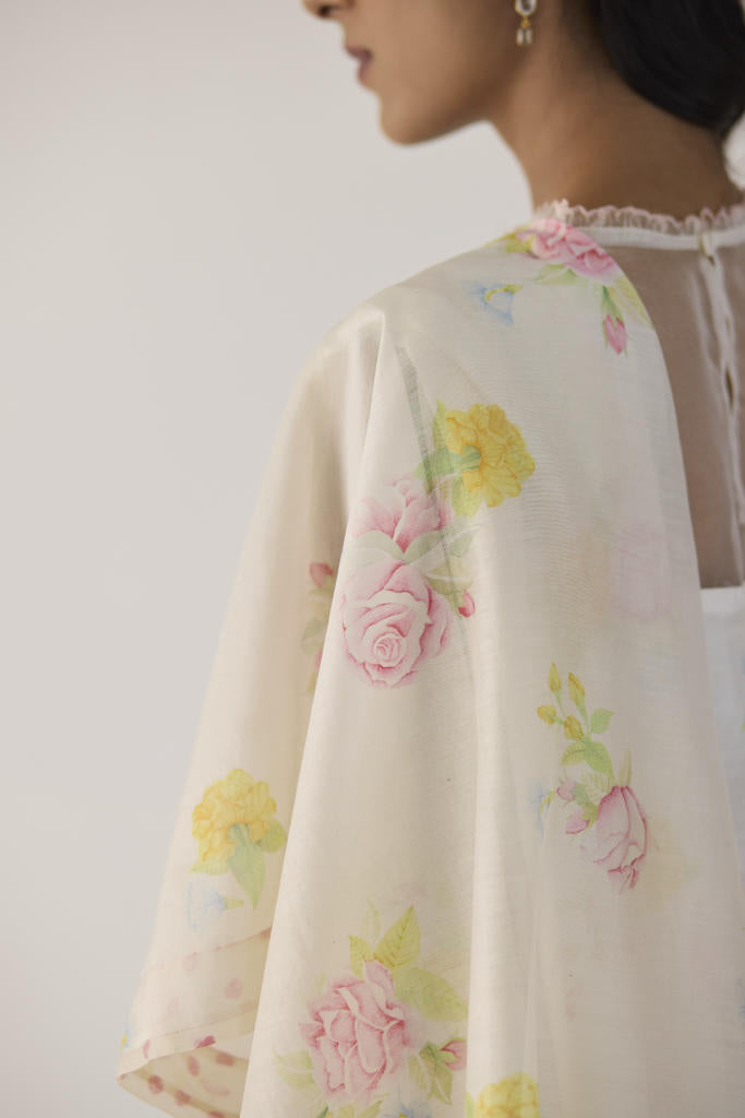 Valley Rose Silk and Cotton Chanderi Sari silk by Nadiya Paar in white color for women Worldwide