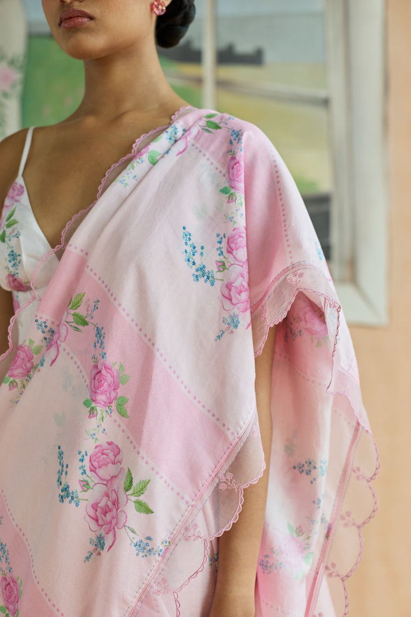 Rose Haze Mulberry Silk Sari silk by Nadiya Paar in pink color for women Worldwide
