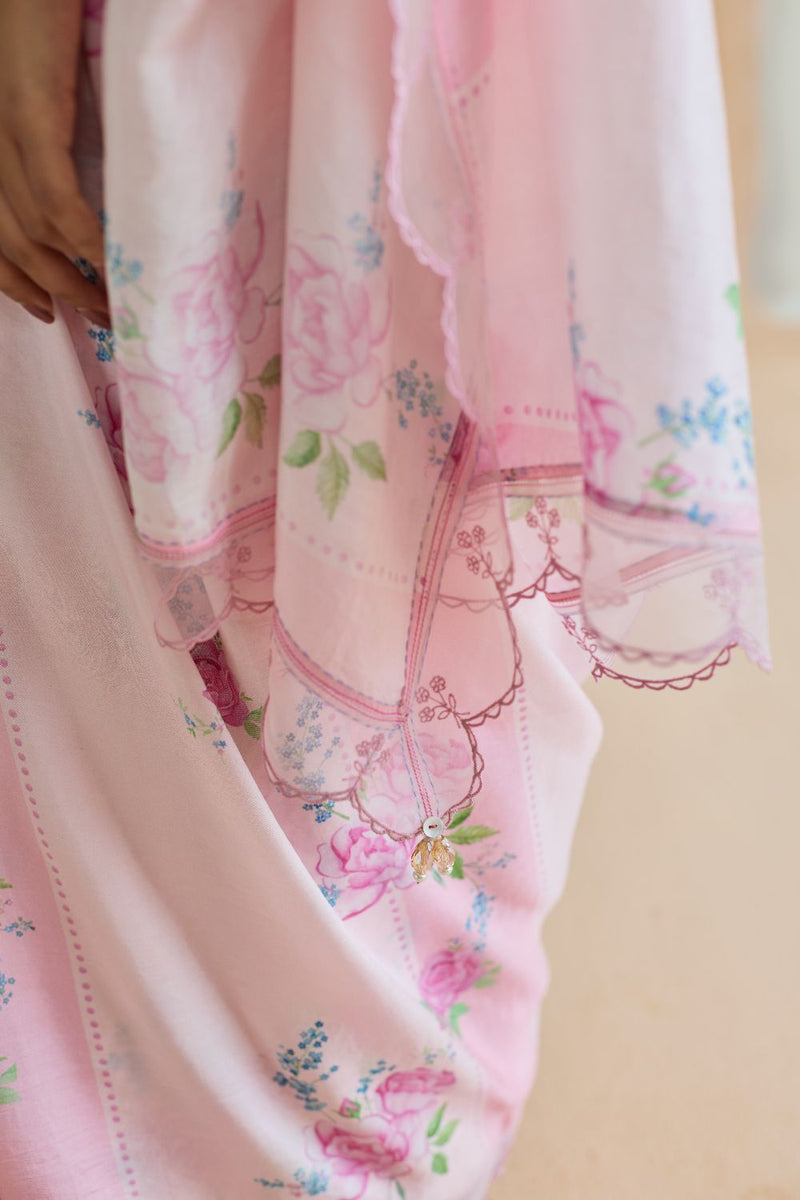 Rose Haze Mulberry Silk Sari silk by Nadiya Paar in pink color for women Worldwide