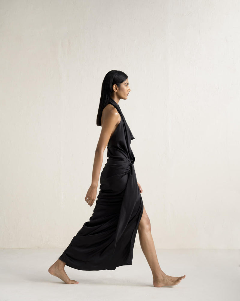 DONNA SARONG SKIRT SET silk by Ituvana in black color for women Worldwide
