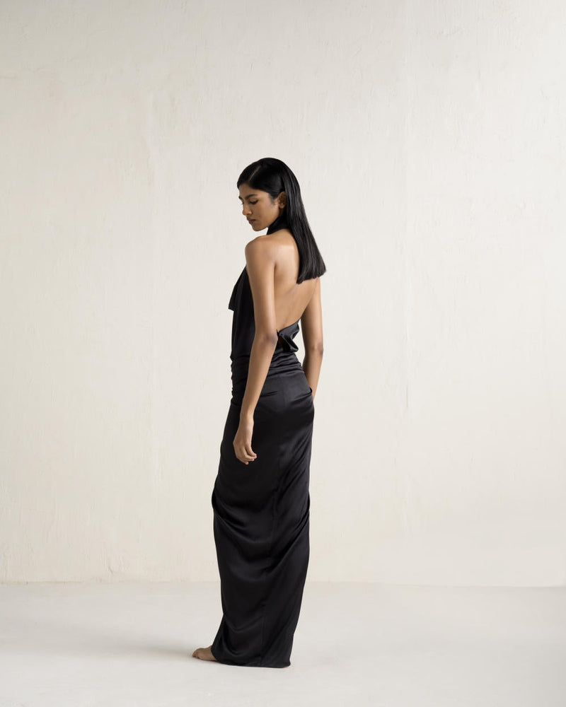 DONNA SARONG SKIRT SET silk by Ituvana in black color for women Worldwide