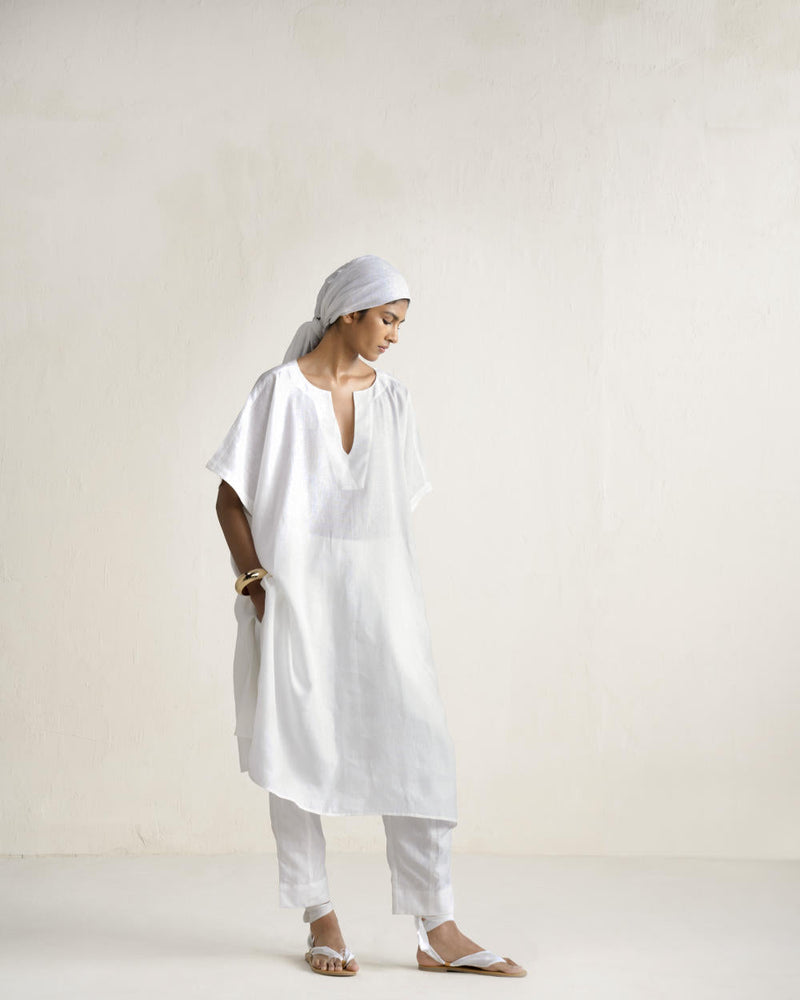 KOSHO KAFTAN SET linen by Ituvana in black color for women Worldwide