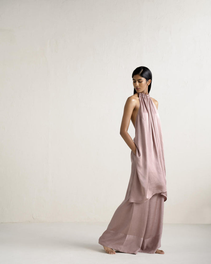 SEKUSHI APRON SET silk by Ituvana in pink color for women Worldwide