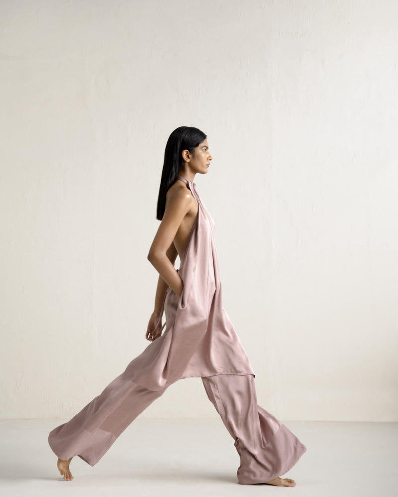 SEKUSHI APRON SET silk by Ituvana in pink color for women Worldwide