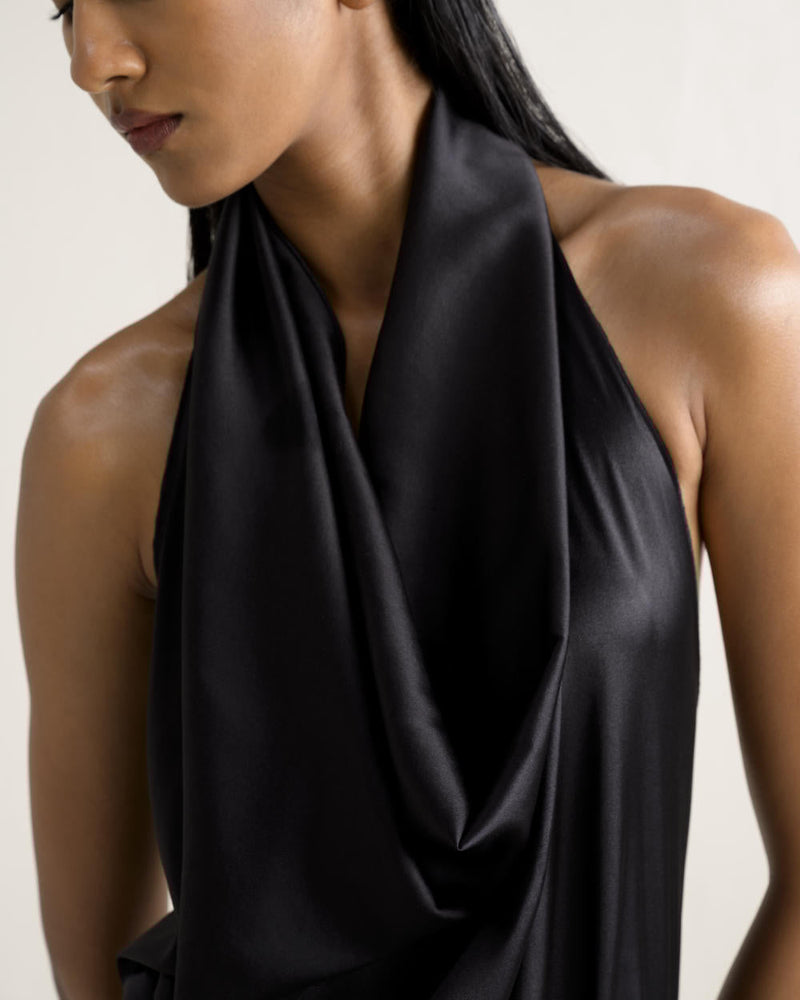 RONGU SKIRT SET silk by Ituvana in black color for women Worldwide
