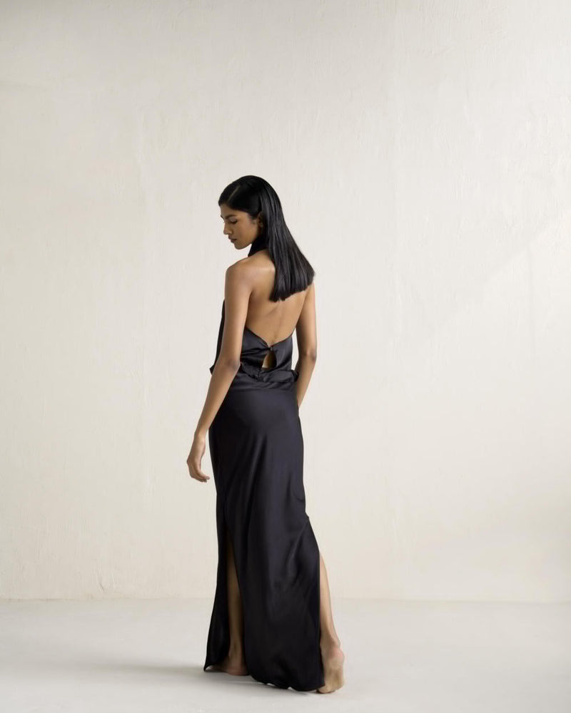 RONGU SKIRT SET silk by Ituvana in black color for women Worldwide