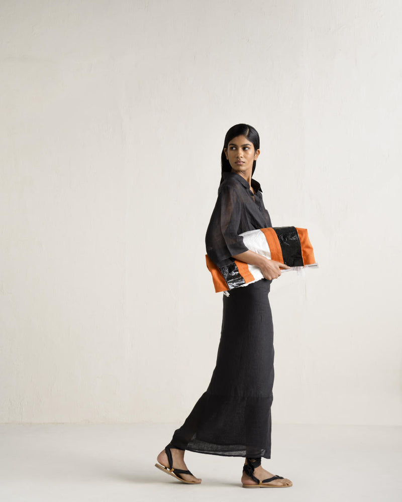 BINDU WRAP SET linen by Ituvana in black color for women Worldwide