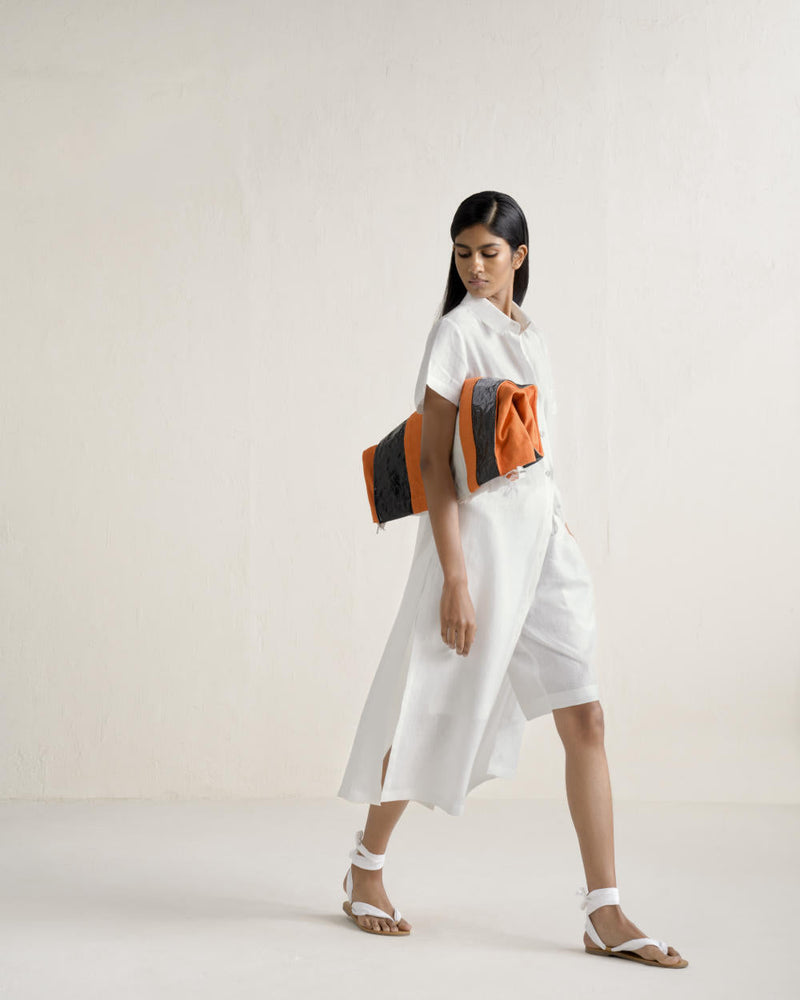 SHATSU LONG SHIRT SET linen by Ituvana in white color for women Worldwide