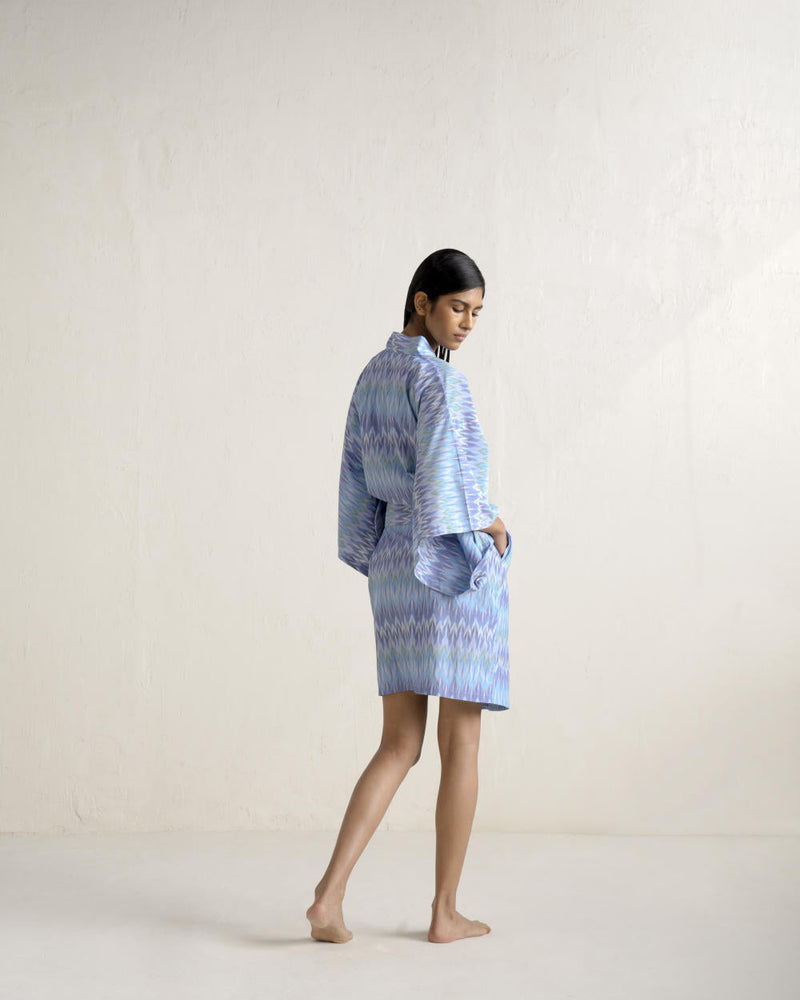 KIMO UNISEX DRESSING ROBE-BLUE 100% cotton by Ituvana for women Worldwide