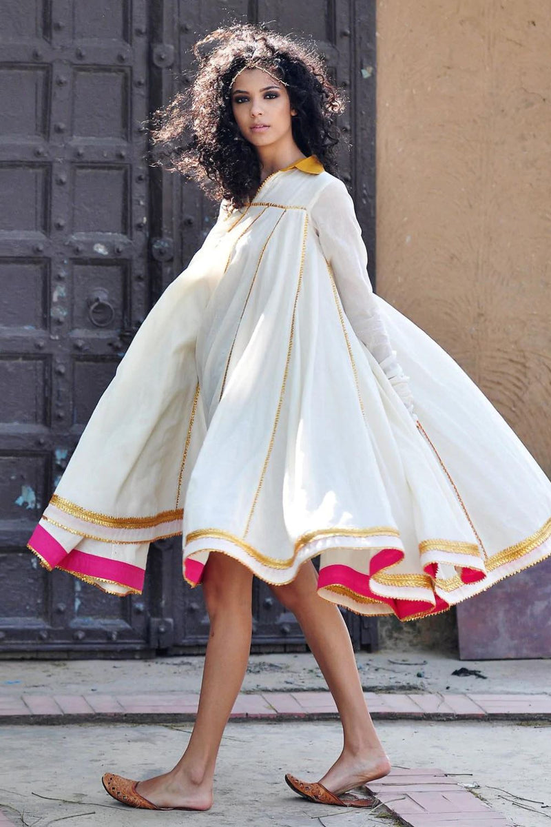 IVORY AND GOLD KALI DRESS Kurta Sets,Dress by Khara Kapas in white for women Worldwide
