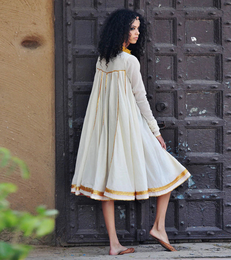 IVORY AND GOLD KALI DRESS Kurta Sets,Dress by Khara Kapas in white for women Worldwide