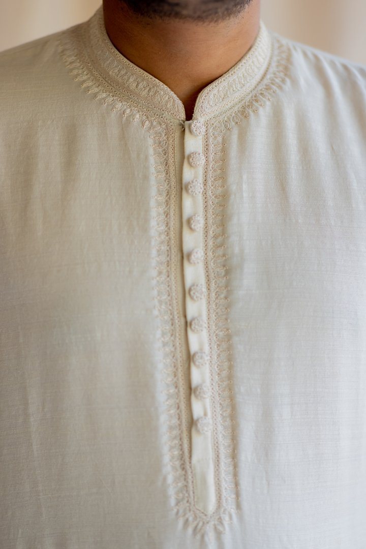 Ivory White Nawab Kurta by Nirjara Men for men Worldwide