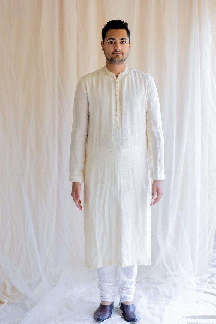 Ivory White Nawab Kurta by Nirjara Men for men Worldwide