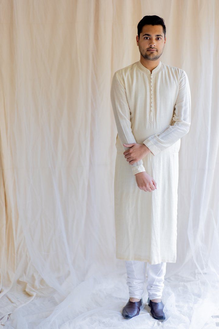 Ivory White Nawab Kurta by Nirjara Men for men Worldwide