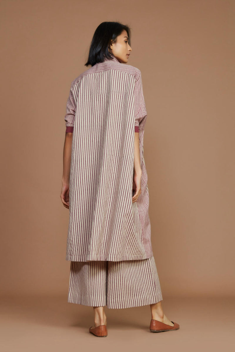 Ivory With Mauve Striped Kaftan Co-Ord Set Co-ord Set,Dress by Mati for women Worldwide