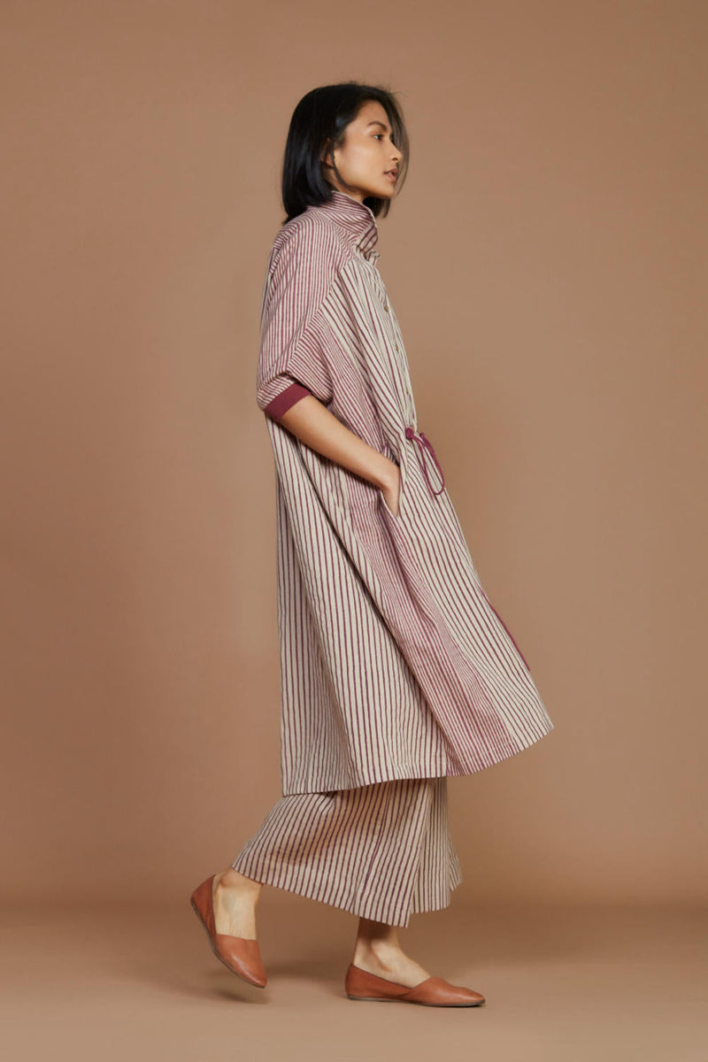 Ivory With Mauve Striped Kaftan Co-Ord Set Co-ord Set,Dress by Mati for women Worldwide