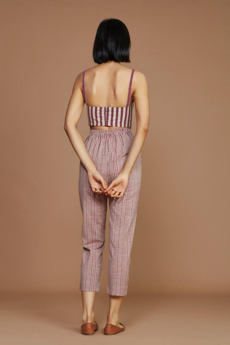 Ivory with Mauve Striped Trench & Corset Co-Ord Set Co-ord Set by Mati for women Worldwide