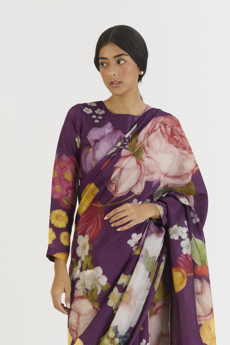 JAMUN BLOUSE silk by Yam in purple color for women Worldwide