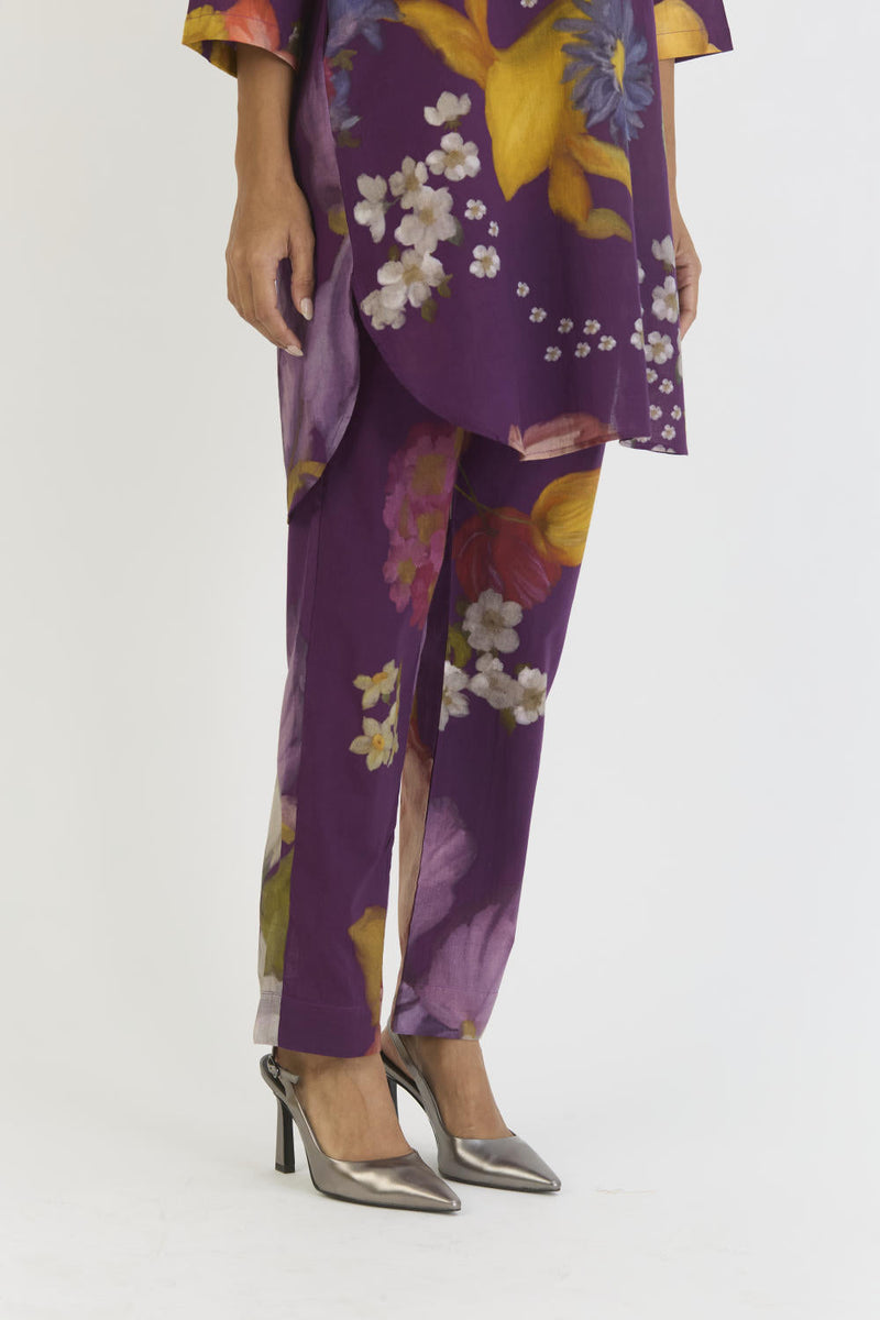 JAMUN SHORT KURTA SET cotton by Yam in purple color for women Worldwide