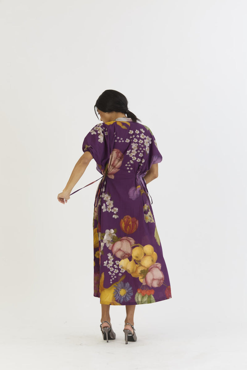 JAMUN SIDE TIE UP DRESS cotton by Yam in purple color for women Worldwide