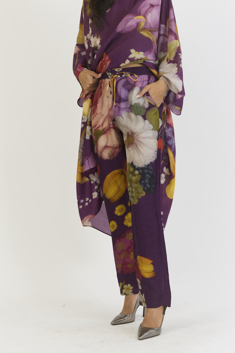 JAMUN KAFTAN SET silk by Yam in purple color for women Worldwide