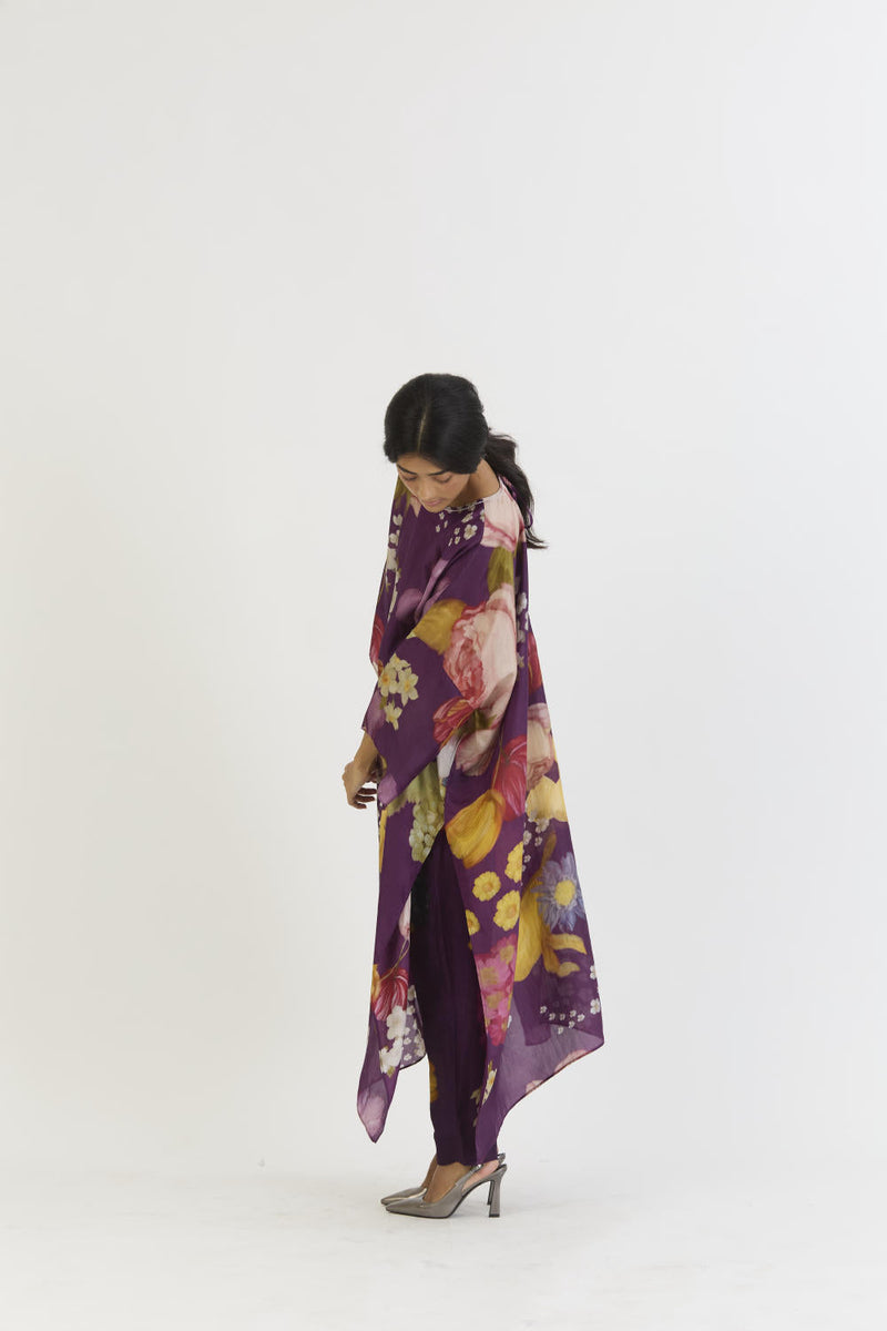 JAMUN KAFTAN SET silk by Yam in purple color for women Worldwide