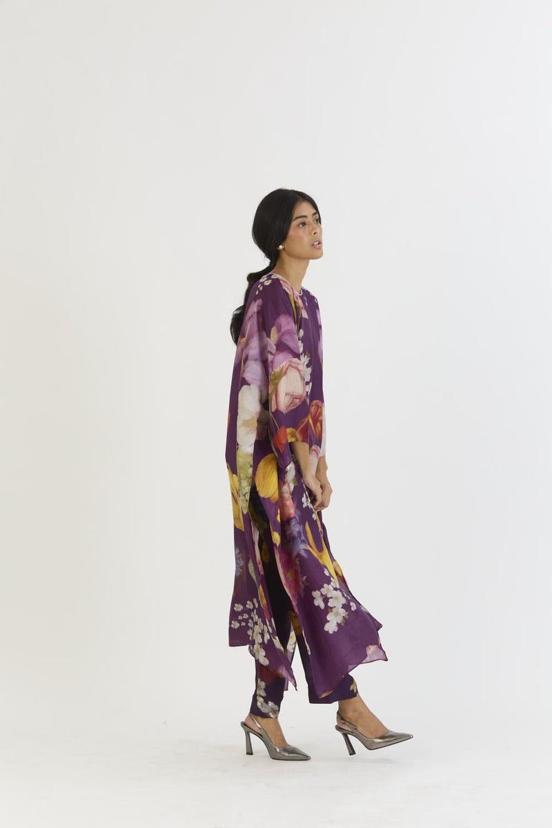 JAMUN KAFTAN SET silk by Yam in purple color for women Worldwide