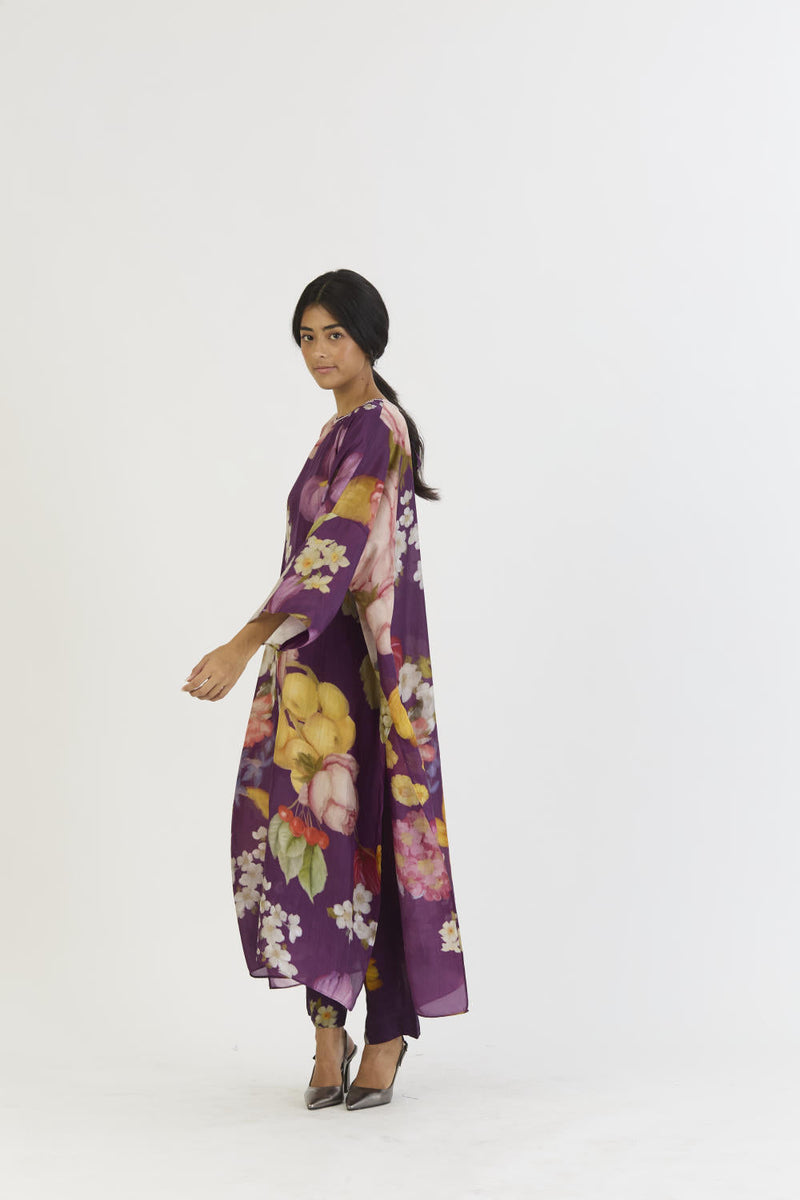 JAMUN KAFTAN SET silk by Yam in purple color for women Worldwide