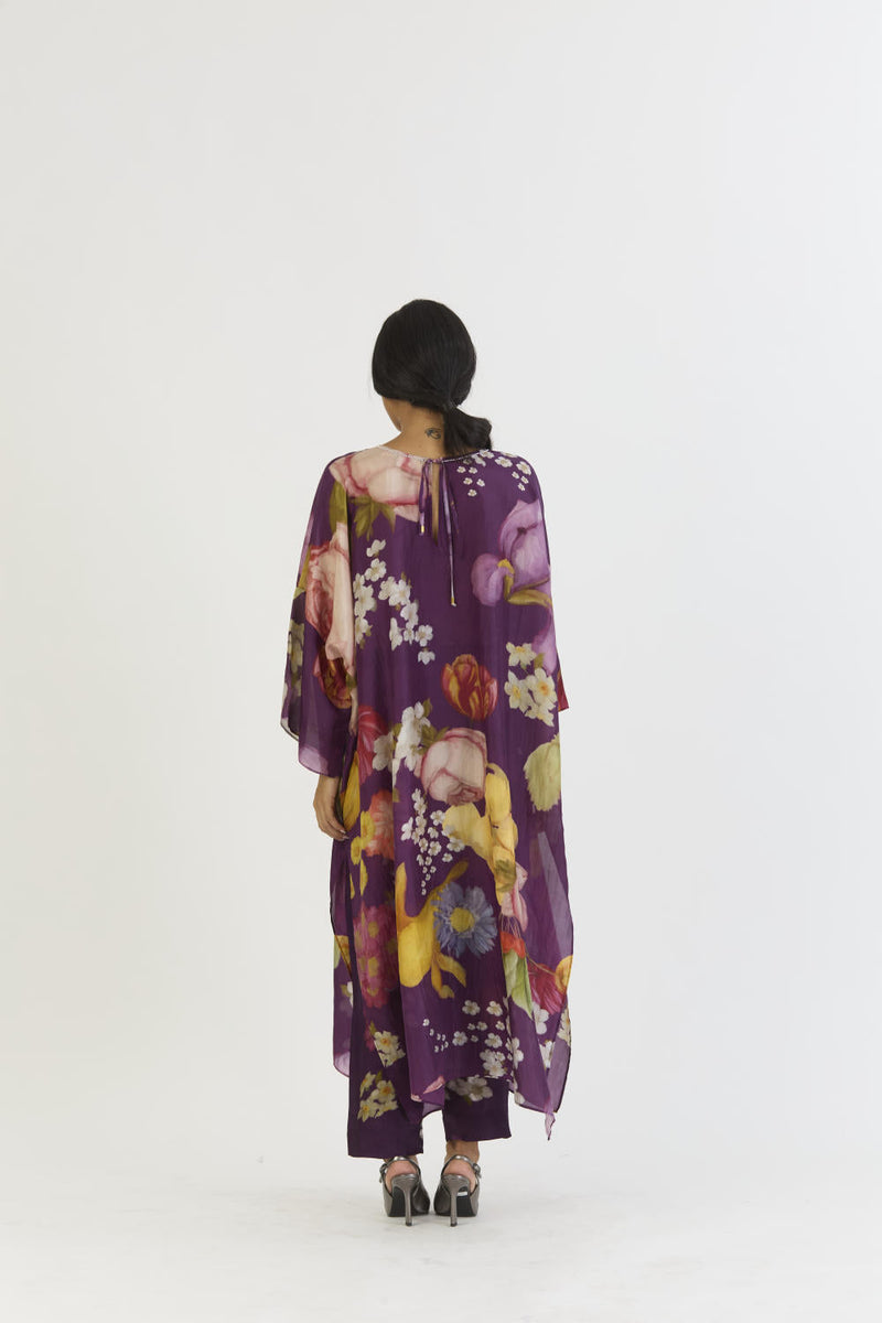 JAMUN KAFTAN SET silk by Yam in purple color for women Worldwide