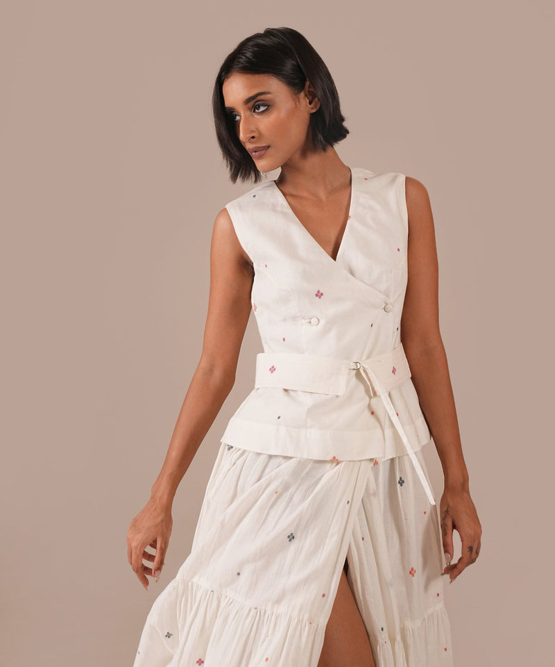 JASMINE DEW SET 100% cotton by Indigo Dreams in white color for women Worldwide