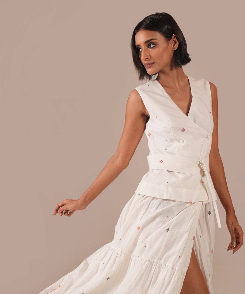 JASMINE DEW SET 100% cotton by Indigo Dreams in white color for women Worldwide