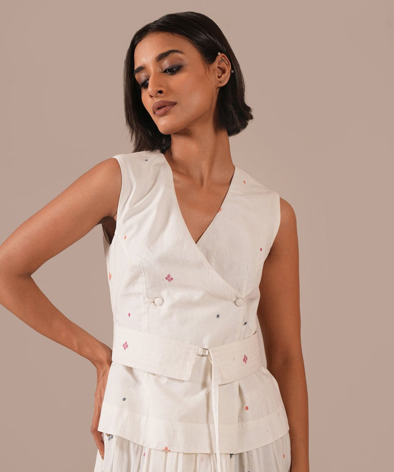 JASMINE DEW SET 100% cotton by Indigo Dreams in white color for women Worldwide