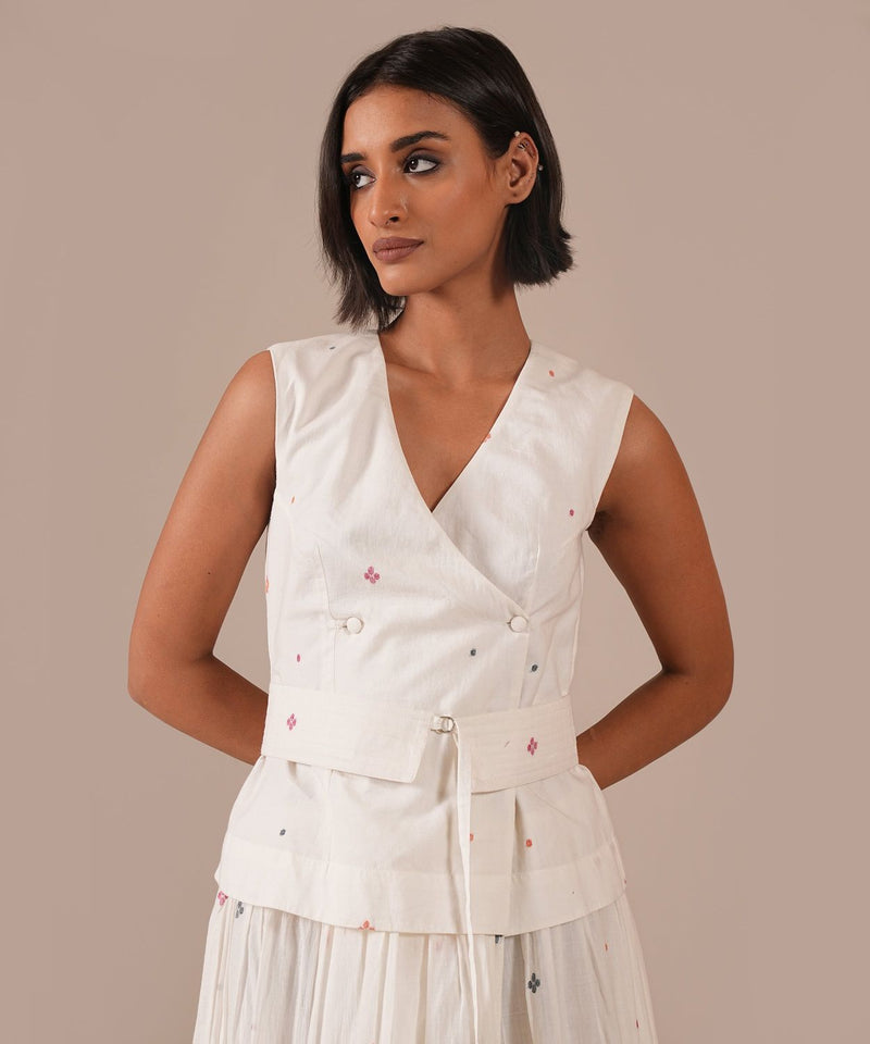 JASMINE DEW SET 100% cotton by Indigo Dreams in white color for women Worldwide