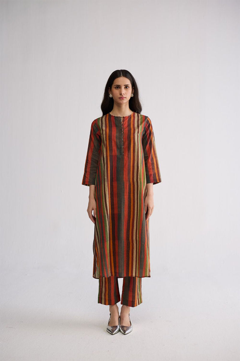 JILIAN LONG KURTA SET cotton cambric kurta/kurta set by YAM in multicolor for women Worldwide