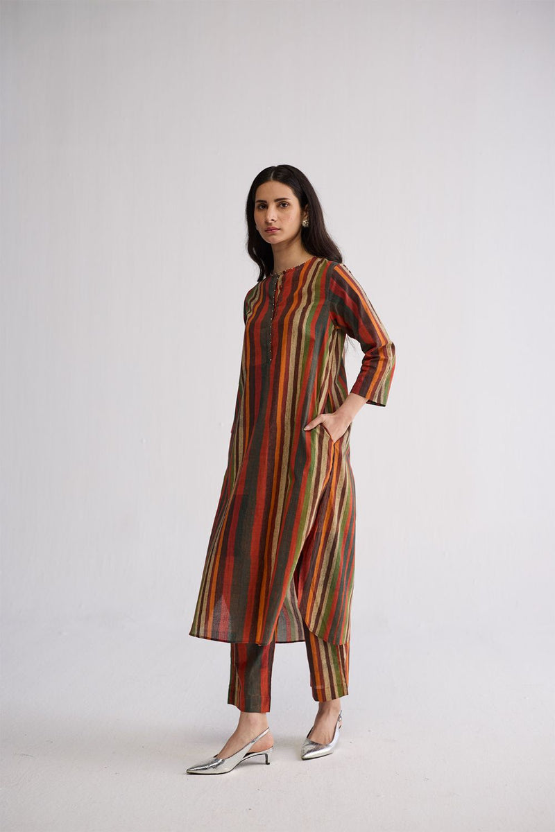 JILIAN LONG KURTA SET cotton cambric kurta/kurta set by YAM in multicolor for women Worldwide