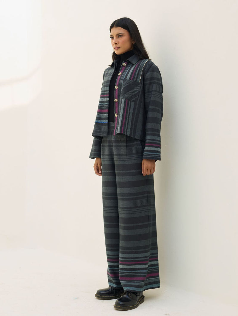 Noelle Merino Wool Shacket - Charcoal by Manan in charcoal color for women Worldwide