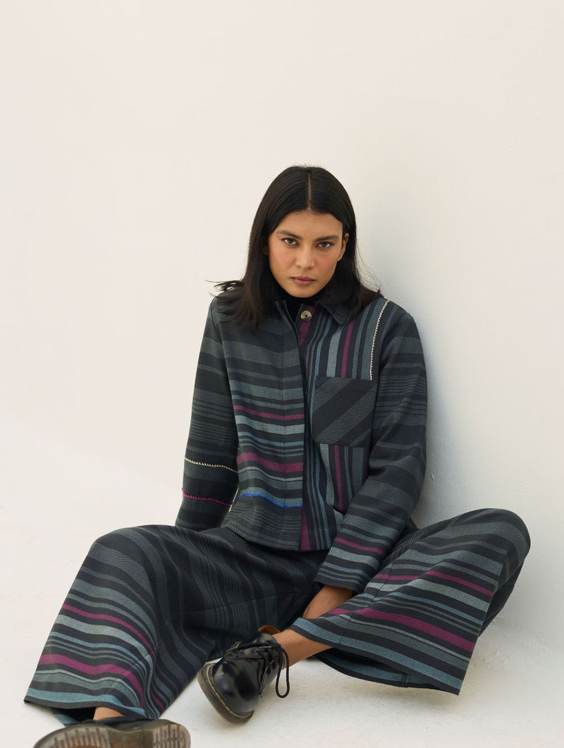 Noelle Merino Wool Shacket - Charcoal by Manan in charcoal color for women Worldwide