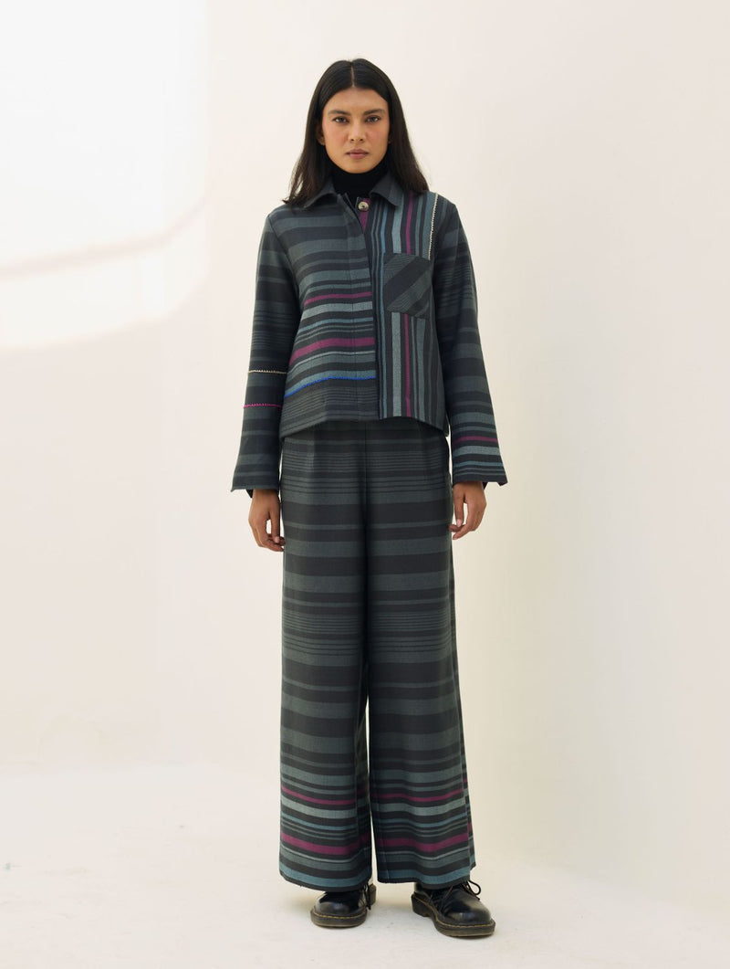 Noelle Merino Wool Shacket - Charcoal by Manan in charcoal color for women Worldwide