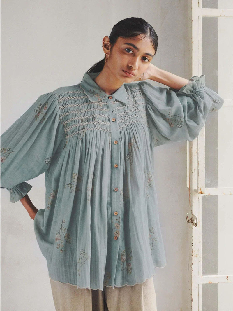 Judy Shirt-Pale Blue cotton top/shirt by CORD in light blue for women Worldwide