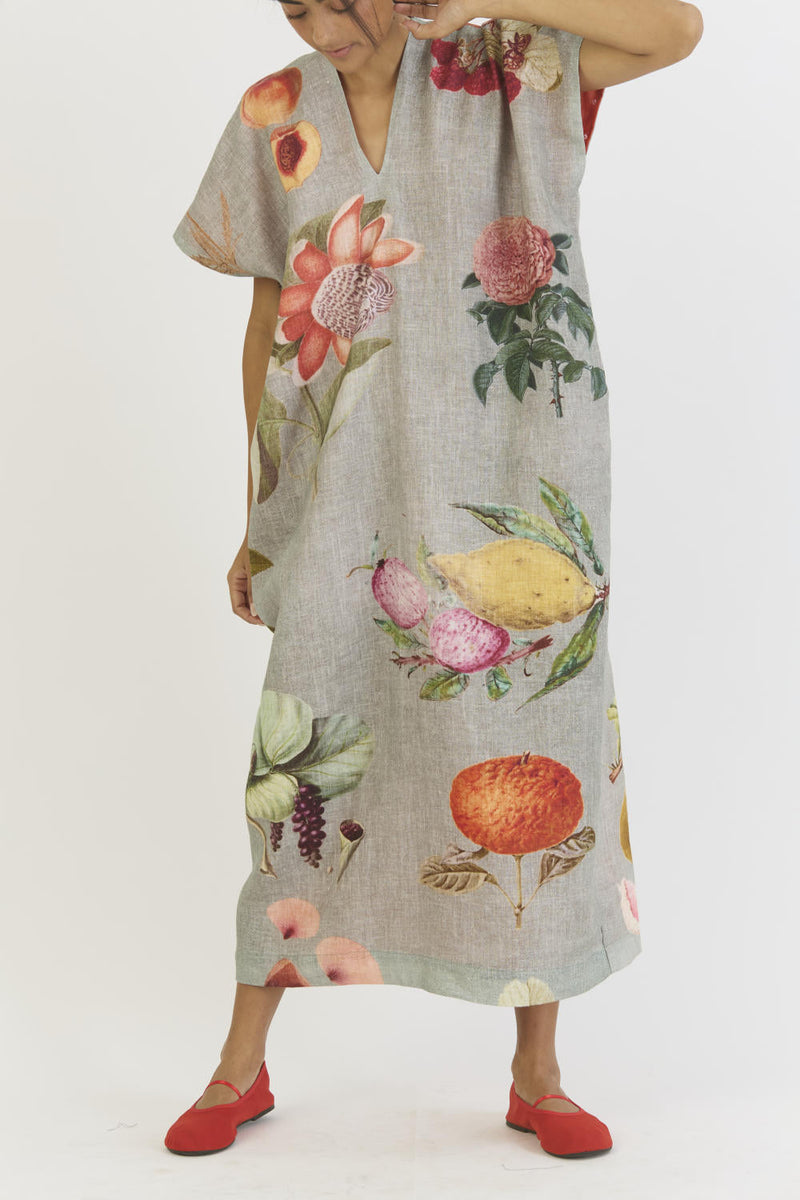 JUNIPER LINEN KAFTAN DRESS by Yam in blue color for women Worldwide