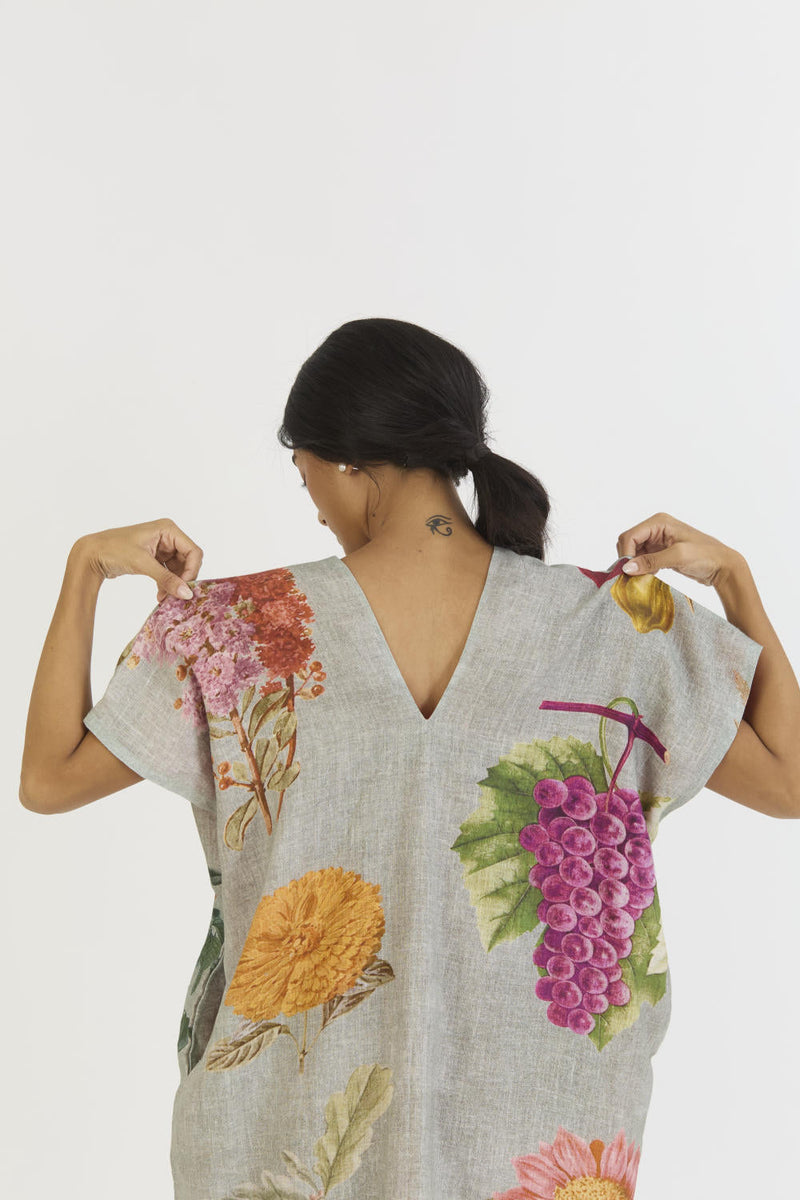 JUNIPER LINEN KAFTAN DRESS by Yam in blue color for women Worldwide