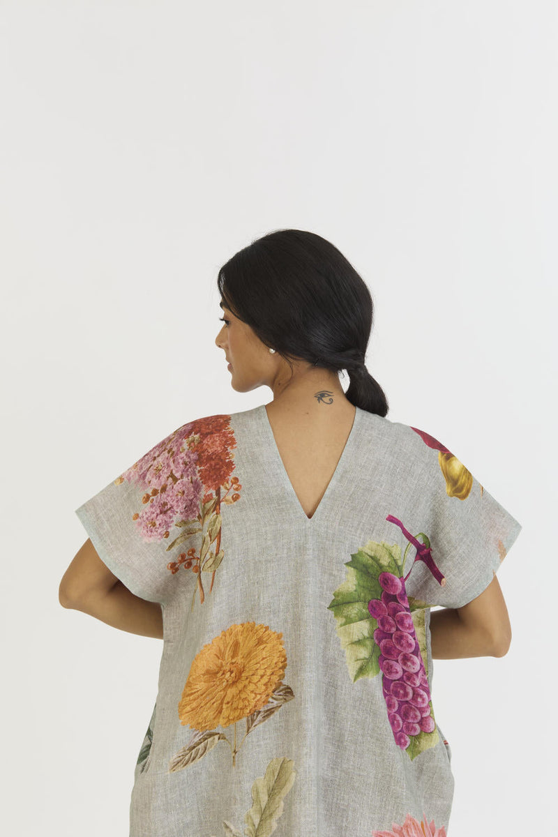 JUNIPER LINEN KAFTAN DRESS by Yam in blue color for women Worldwide