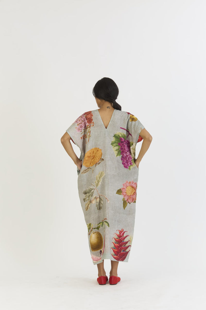 JUNIPER LINEN KAFTAN DRESS by Yam in blue color for women Worldwide