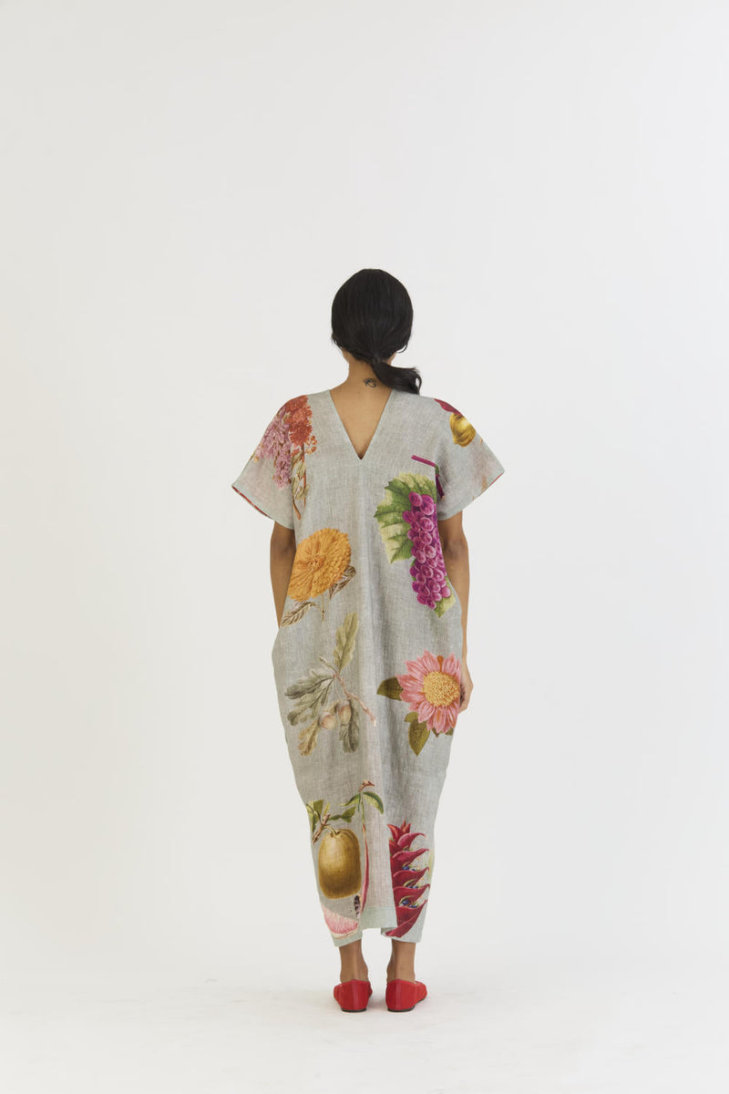 JUNIPER LINEN KAFTAN DRESS by Yam in blue color for women Worldwide