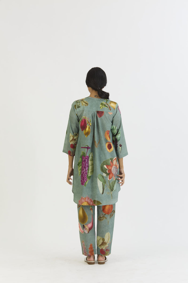 JUNIPER SHORT KURTA SET cotton by Yam in blue color for women Worldwide