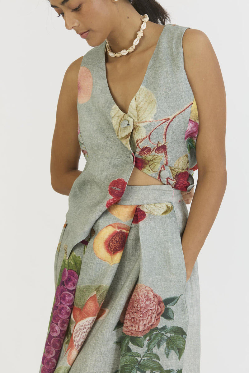 JUNIPER WAISTCOAT AND BOX PLEAT SKIRT by Yam in blue color for women Worldwide