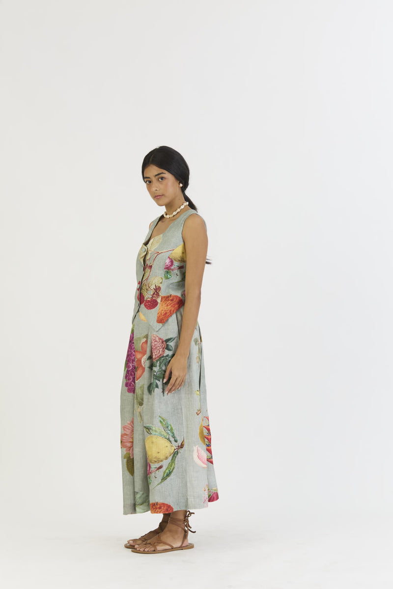 JUNIPER WAISTCOAT AND BOX PLEAT SKIRT by Yam in blue color for women Worldwide