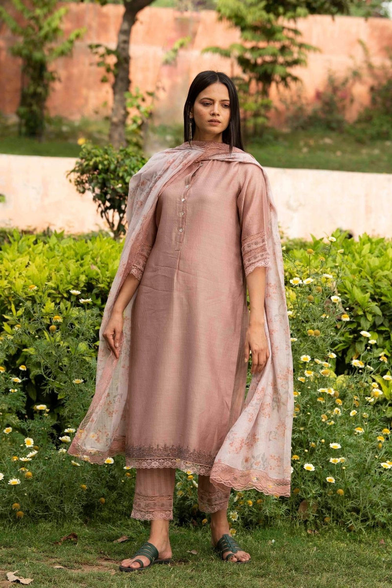 Kamal Biscuit Colour Kurta Set by Priti Prashant for women Worldwide