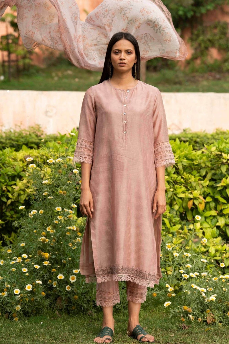 Kamal Biscuit Colour Kurta Set by Priti Prashant for women Worldwide